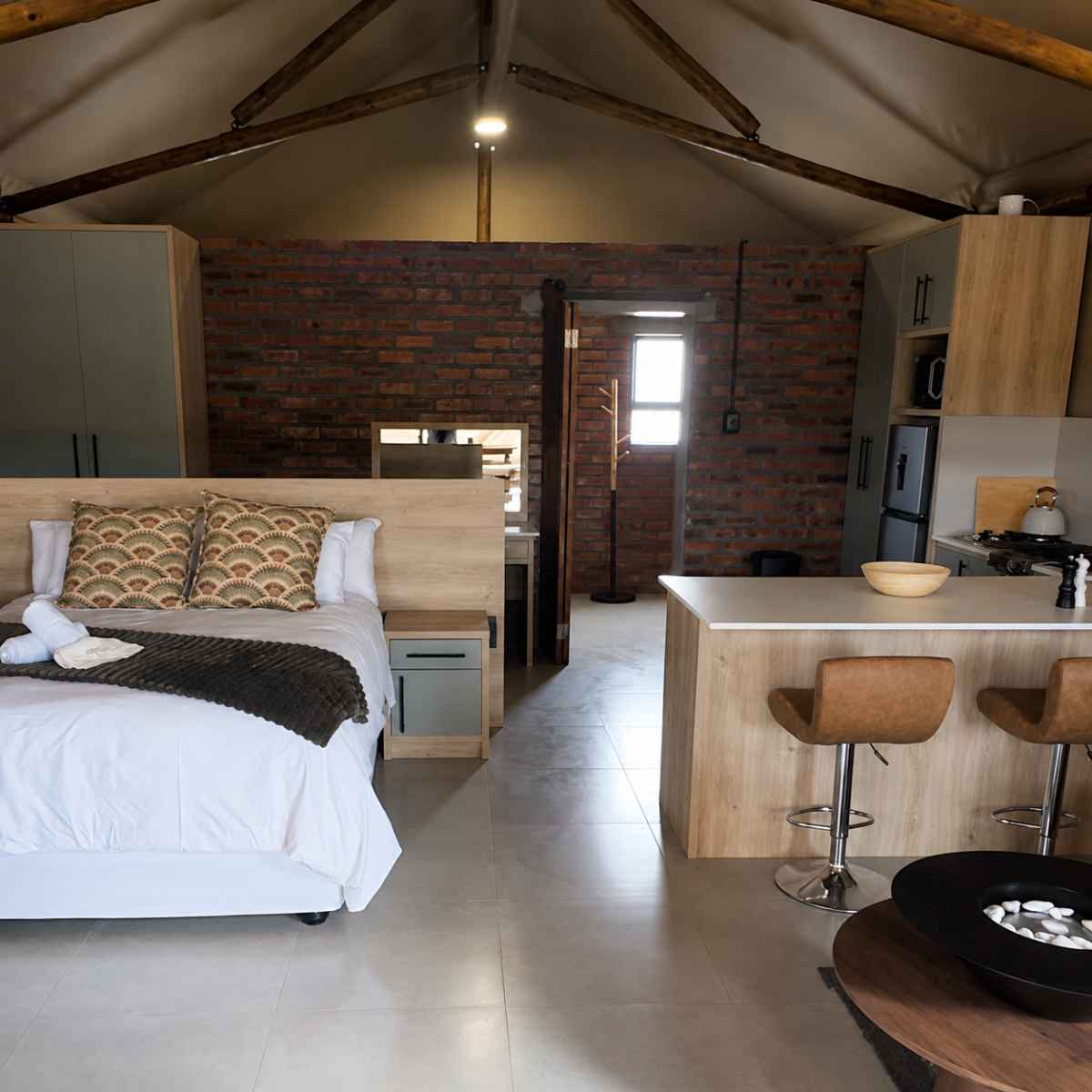 Absolutely Wild Farmstays - tent interior, open-plan