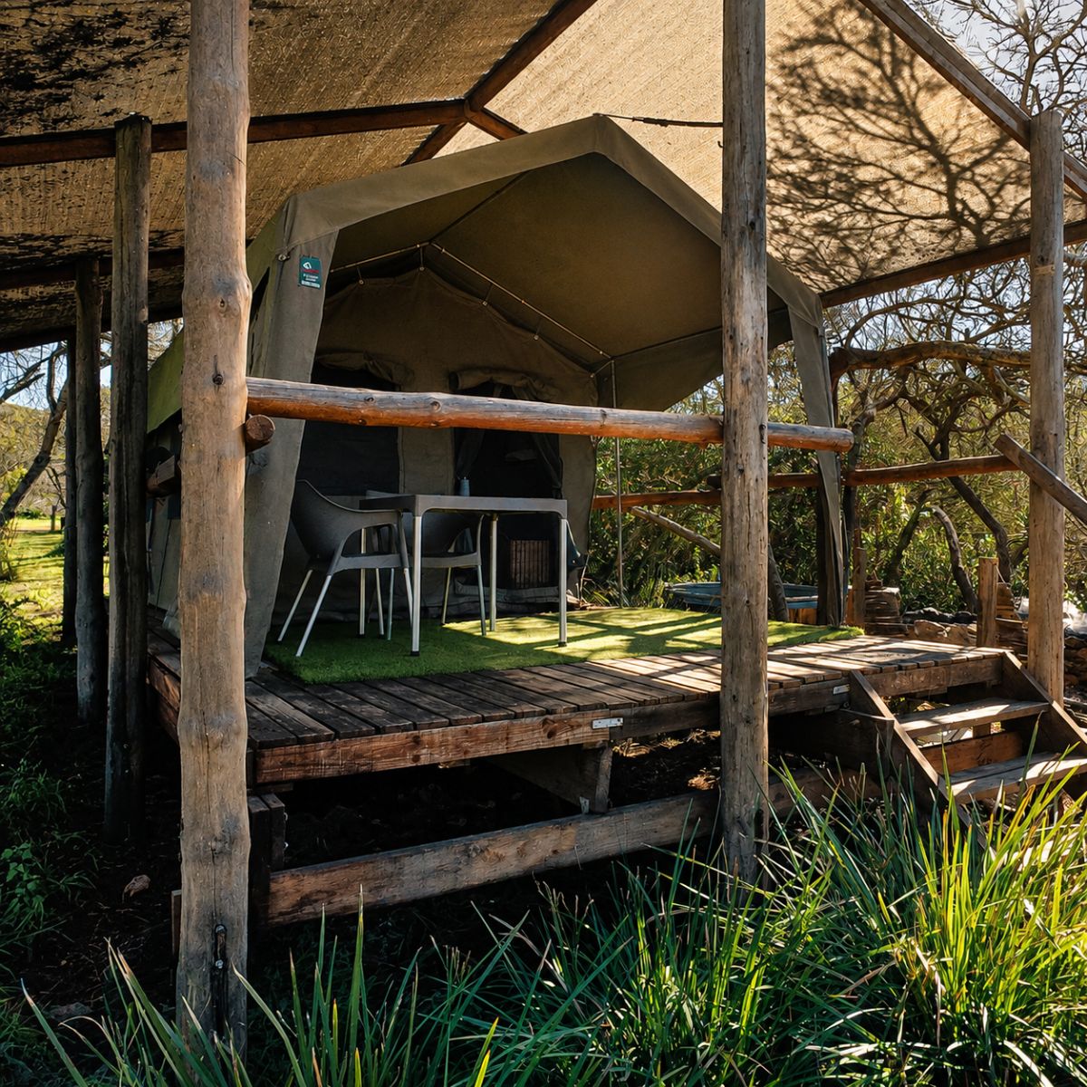 Hooikraal Tented Camp - the safari tent on its deck