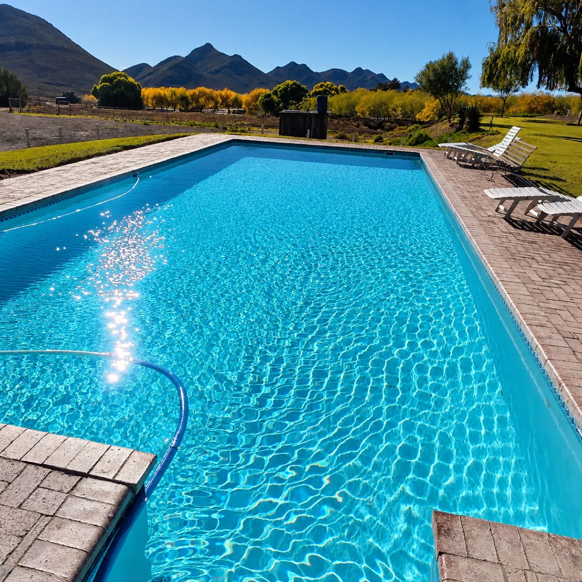 Leeuwenboschfontein Guest Farm - the pool with mountain views