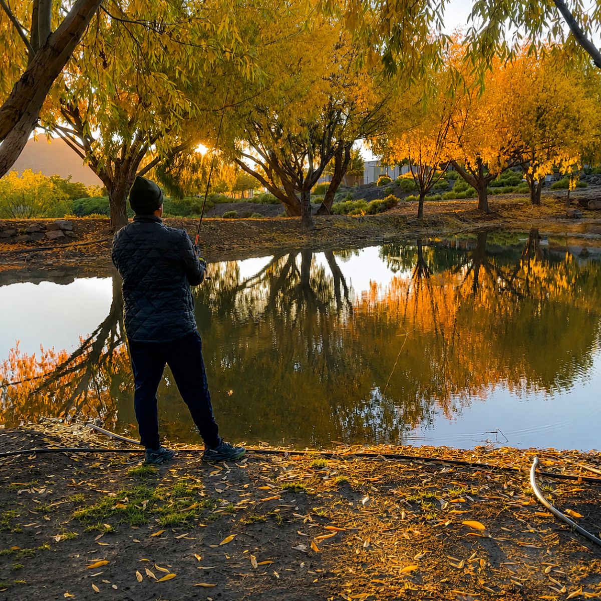 Leeuwenboschfontein Guest Farm - golden-hour fishing on the dam